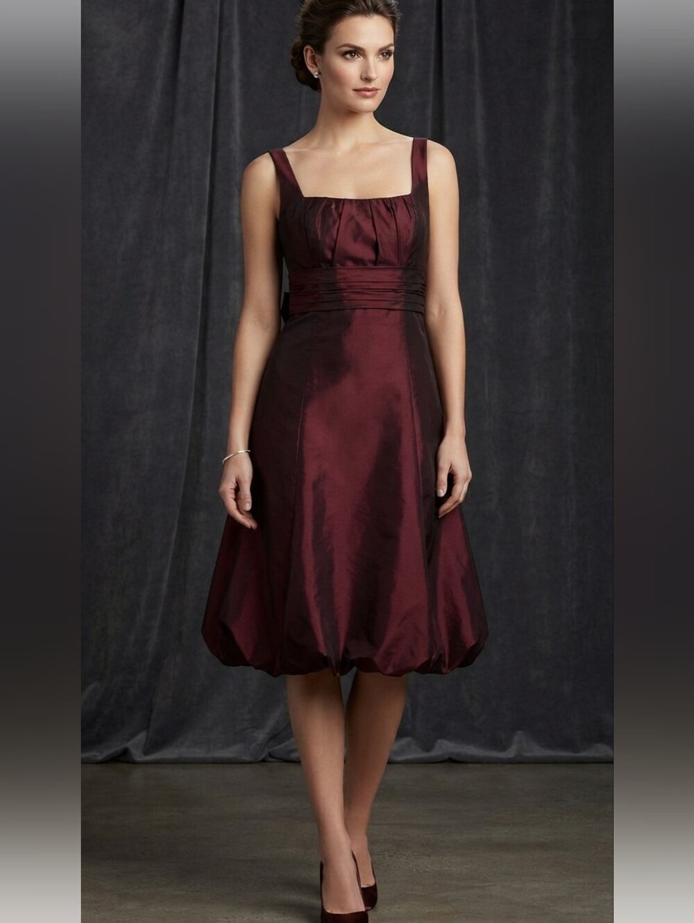 Dessy Collection Pomegranate Midi Puffy Hem Dress Size 2